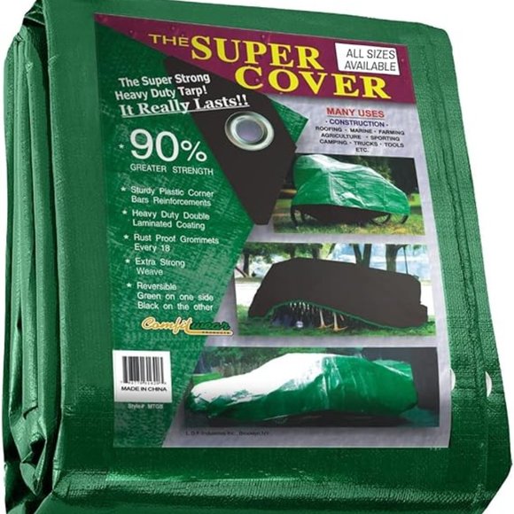 COMFITWEAR Heavy Duty 10 MIL Tarp Cover, Multi-Purpose Cover(Green-Black, 10x15) - Picture 1 of 6